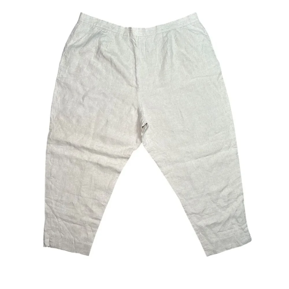 Kate Hill 100% Linen Wide-Leg High Waisted Pant Sz: 22w